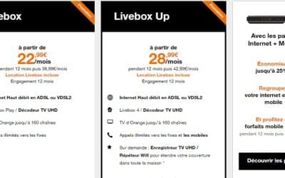 Livebox ADSL/VDSL2 en promo à partir de 22.99€/mois