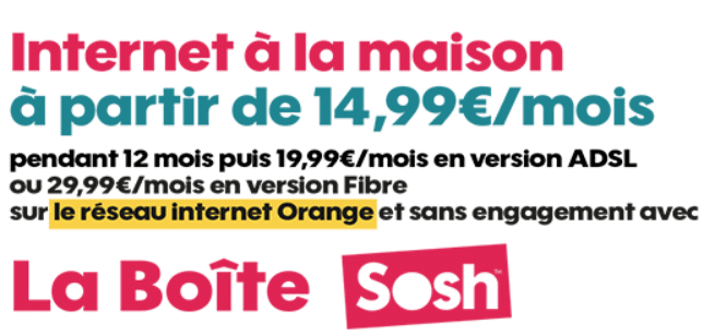 Boite sosh en promo à 14.99 euros par mois : Détails de l’offre internet sans engagement