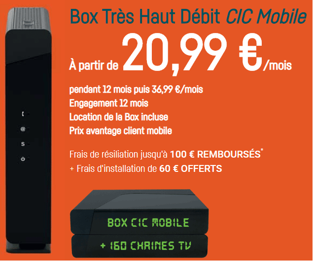 box cic mobile en promo à 20.99 euros par mois