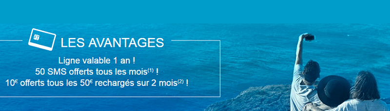 Carte prépayée Bouygues telecom : 50 SMS offerts + 10€ tous les 50€ rechargés