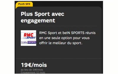 Plus sport SFR : RMC sport et bein sport réunis dans un seul pack pour 19 € / mois