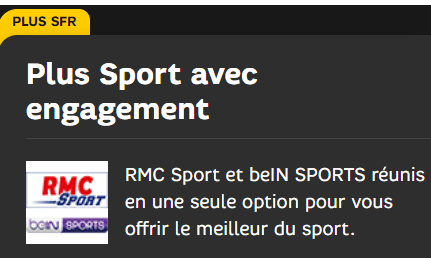Plus sport SFR : RMC et Bein réunis dans un seul pack pour 19 € / mois