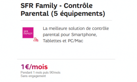 SFR family : L’option en promo à 1 euro pendant 1 mois au lieu de 5 € / mois