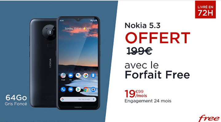 forfait free mobile 100 go en vente privé avec smartphone nokia