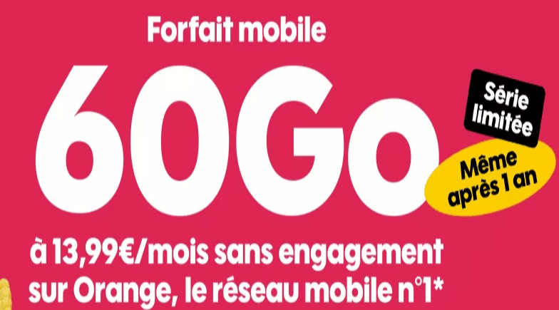 promo forfait sosh mobile 60 go à 13.99 euros