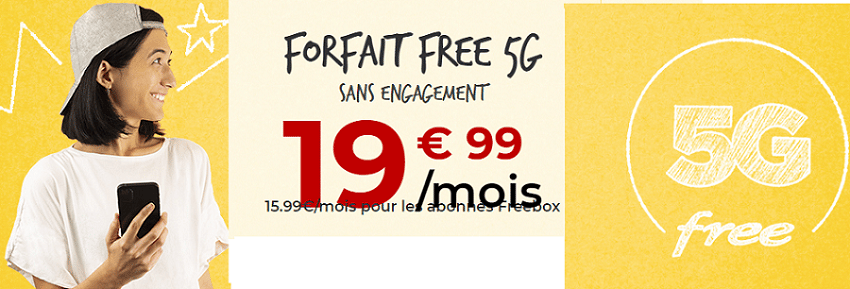 forfait free 5g 150 go en promotion à 19.99 €