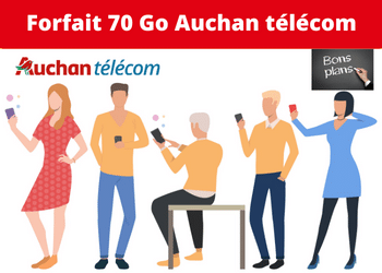 Forfait Auchan mobile 70 Go ajustable à prix promo