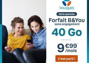 Forfait B&You 40Go au prix de 9,99 € / mois : Détails de l’offre sans engagement