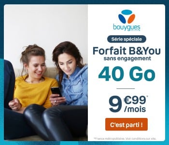 Forfait B&You 40Go au prix de 9,99 € / mois : Détails de l’offre sans engagement