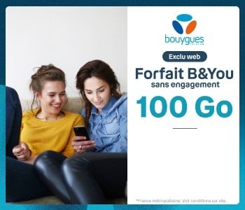 Forfait B&You 100go 5G en promo à 15,99 € sans engagement