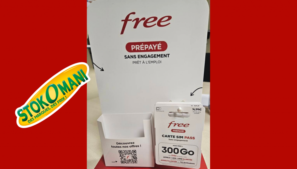 Cartes SIM prépayées Free mobile en vente chez Stokomani